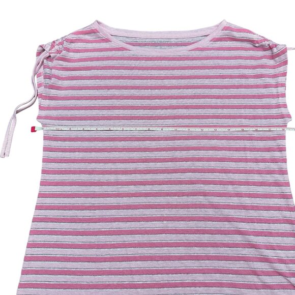 Talbots Shirt Women S Petite Pink Linen Blend Short Sleeve Cinched Shoulder - Picture 10 of 12